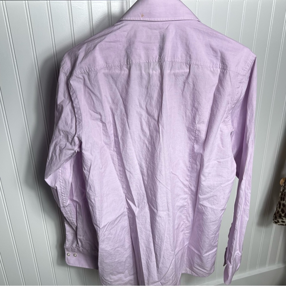 Boss Hugo boss sharp fit lavender long sleeves button down dress shirt size 15 - Picture 6 of 10